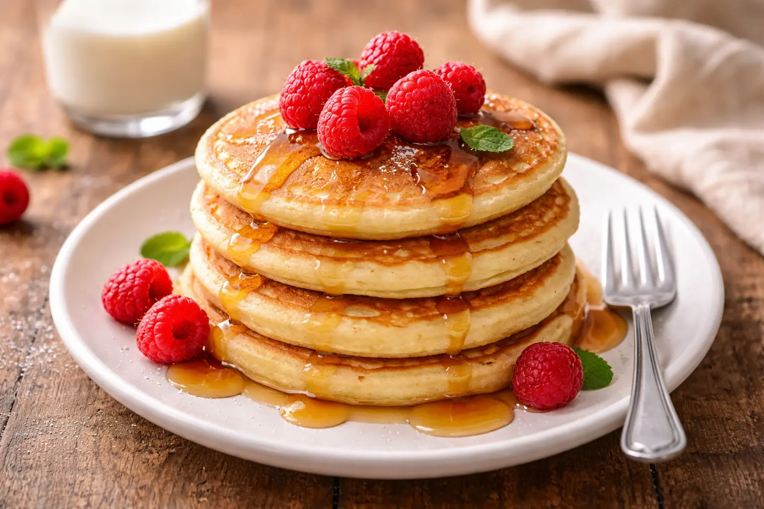 Clătite fără gluten FODMAP cu zmeură și sirop de arțar — mic dejun pentru colon iritabil