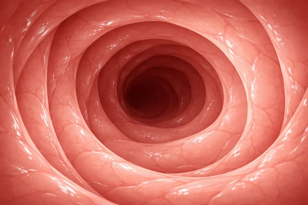 Colonoscopie în colon iritabil — aspect normal al mucoasei intestinale