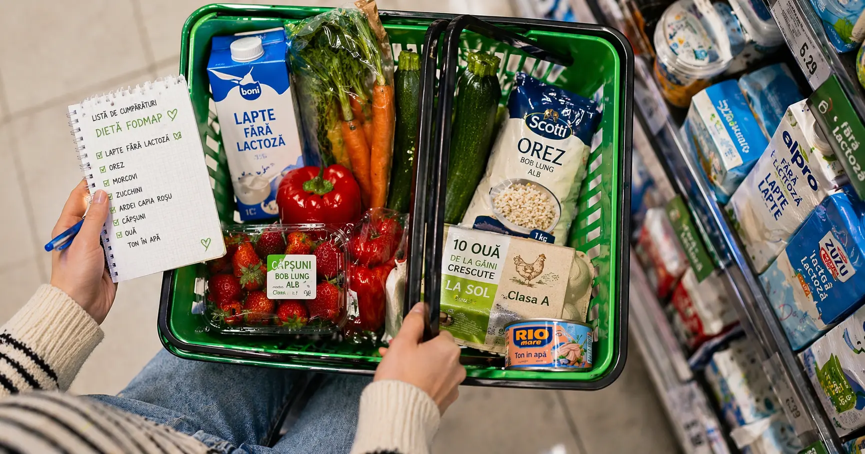 Cumpărături FODMAP în supermarketurile din România — produse permise în dieta pentru colon iritabil