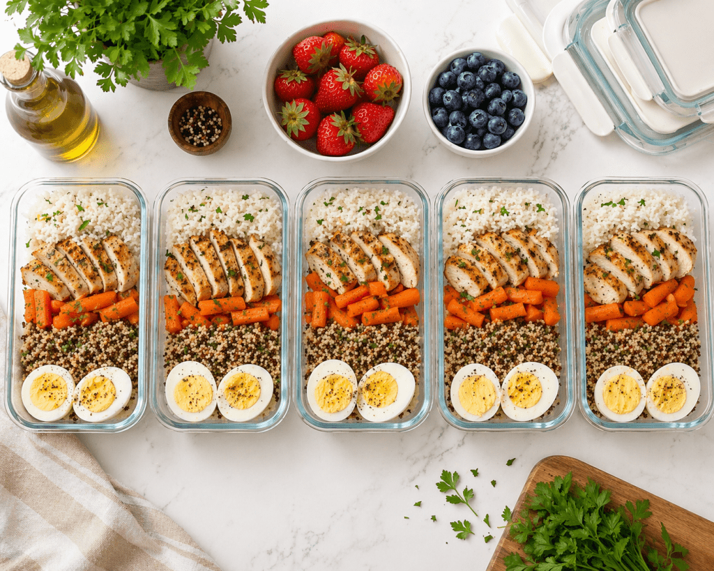 Meal prep FODMAP pentru o săptămână — 
preparate în avans pentru dieta de colon iritabil