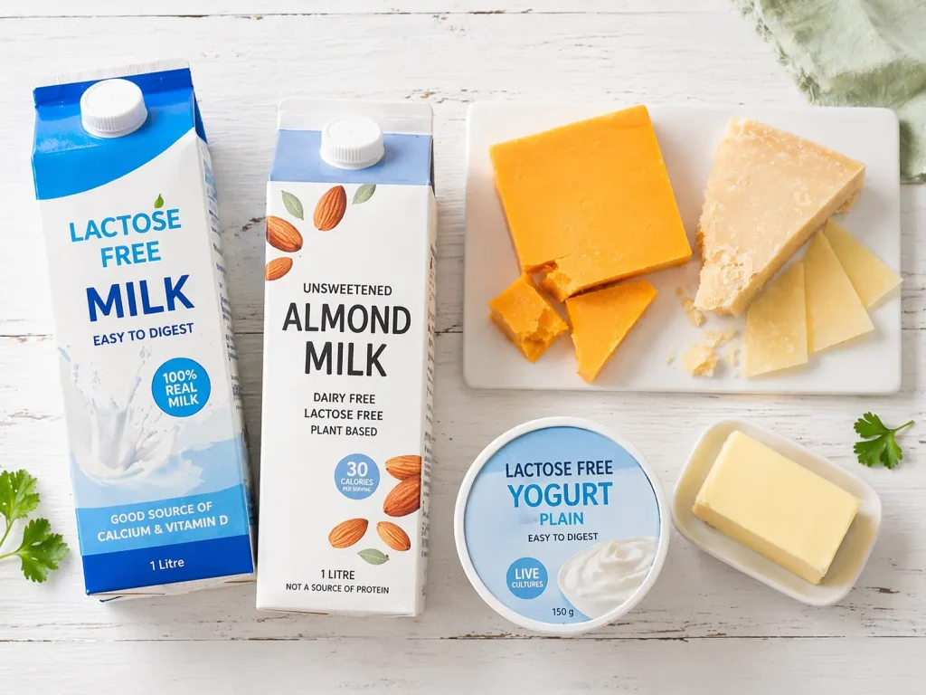 Lactate permise în dieta FODMAP — lapte 
fără lactoză, brânzeturi tari și iaurt fără lactoză