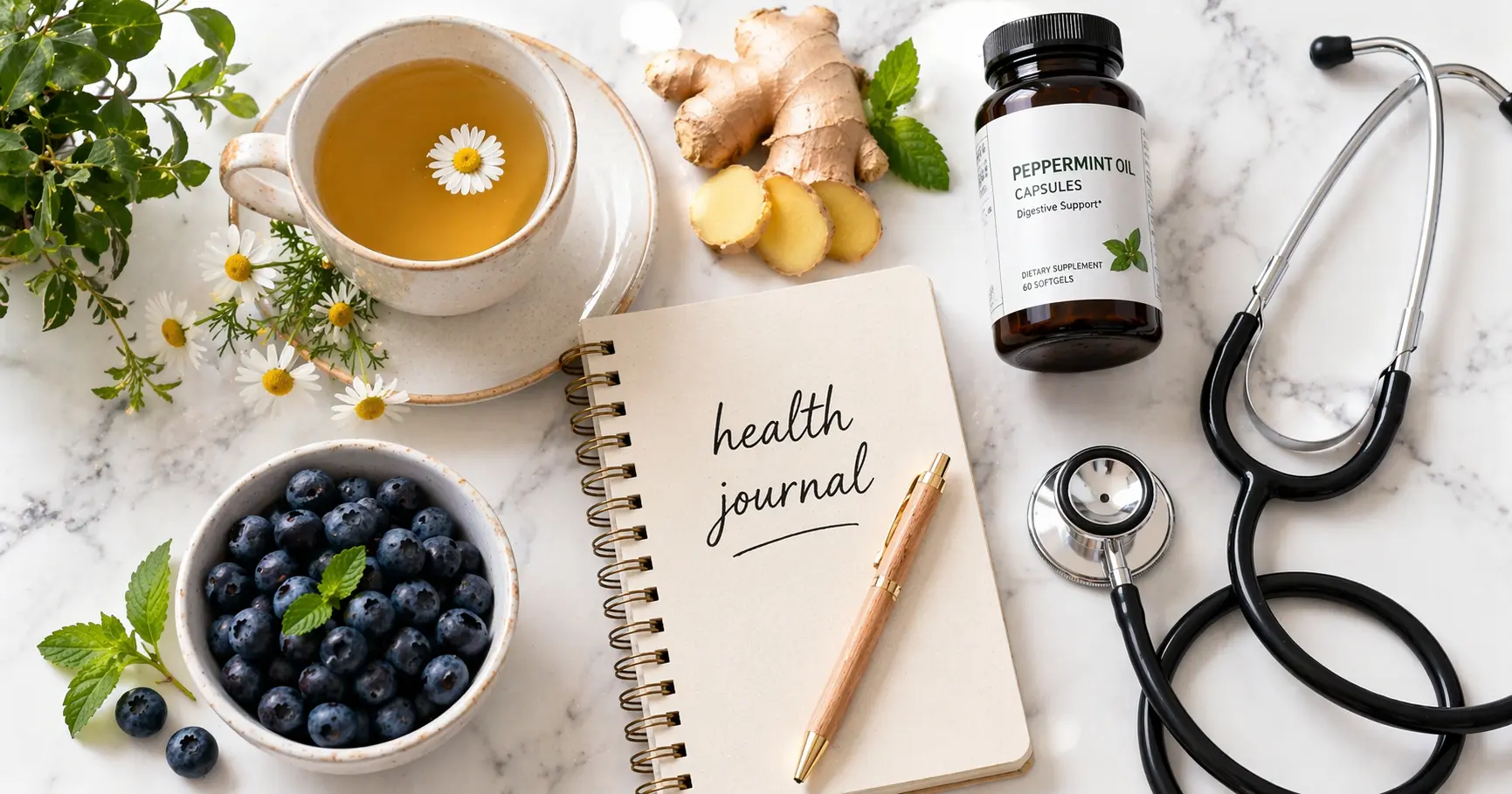 Tratament natural pentru colon iritabil — jurnal alimentar, ceai de mușețel și probiotice