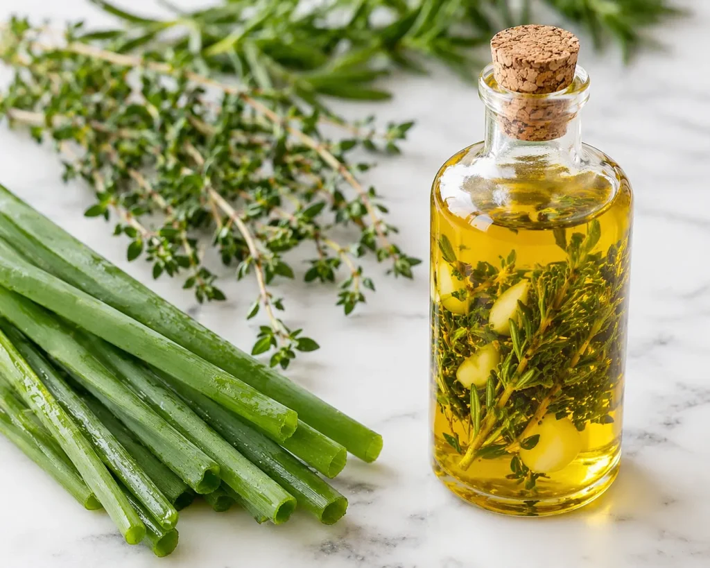 Ulei infuzat cu usturoi și ceapă verde — 
alternative sigure pentru regimul de colon iritabil